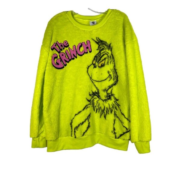 The Grinch Womens Woobie Graphic Sweatshirt Plush XL Green - Picture 1 of 7